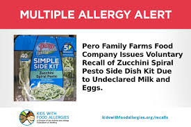 Aside from itching, tingling, or swelling around the lips. Milk And Egg Allergy Alerts Pero Family Farms Zucchini Spiral Pesto Side Dish Kits Kids With Food Allergies
