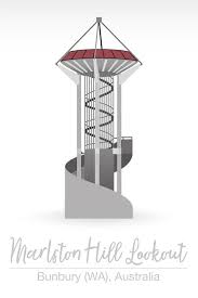 Marlston Hill Lookout Bunbury Western Australia Iconic Buildings Illustration Western Australia