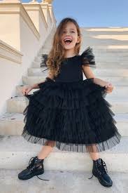 Girls Tulle Black Dress With Open Back Black Flower Girl Etsy In 2020 Black Flower Girl Dress White Flower Girl Dresses Toddler Formal Dresses