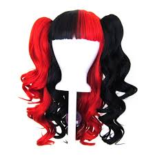 Half black half white hair. Purple Plum Inc Umeko Half Natural Black And Half Scarlet Red Split