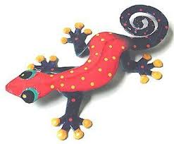 Hand Painted Metal Gecko Extra Large 19 X 30 49 95 This Colorful Gecko Wall Hanging Is Handcraft Outdoor Metal Art Tropical Wall Art Metal Garden Art