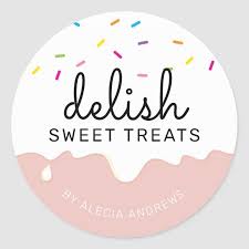 Party Frosting Drips Cute Sprinkles White Pink Classic Round Sticker Zazzle Com In 2021 Cake Logo Design Baking Logo Design Dessert Logo