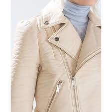 Sold Zara Cream Ivory Leather Motorcycle Jacket Faux Leather Jacket Women Faux Leather Motorcycle Jacket Leather Jacket
