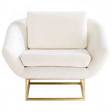 Comfort And Luxury Find Perfect Harmony In The Magee Chair Featuring An Antique Gold Base For A More Modern Look White Armchair Armchair Fabric Accent Chair