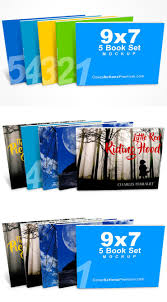 5 Book Set Mockup Landscape 9 7 V2 Cover Actions Premium Mockup Psd Template Book Set Books Psd Templates