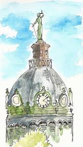 Broome County Courthouse The Scales Of Justice Watercolor Sketch Watercolor And Ink Watercolor Art