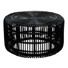Ike Coffee Tables At Found Vintage Rentals Round Black Rattan Coffee Table Rattan Coffee Table Black Coffee Tables Ottoman Coffee Table