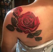 Realistic Rose Tattoo Rose Shoulder Tattoo Realistic Rose Tattoo Back Of Shoulder Tattoo