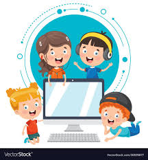 Kid Using Technology Vector Image On Vectorstock In 2020 Vector Free Kids Free Vector Images