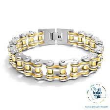 Black And Gold Motorcycle Chain Bracelet Motorcycle Chain Bracelets 15 Color Options In A Stainless Steel Link Chain Men S Bracelet Bike Chain Bracelet Motorcycle Chain Bracelet Mens Bracelet Silver