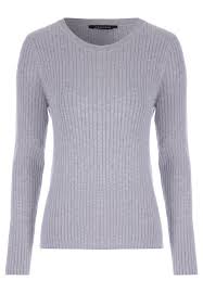 Womens Grey Rib Crew Neck Jumper | Peacocks