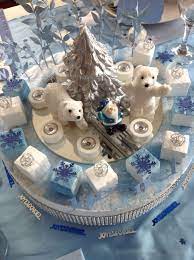 centre de table avec ours polaires deco table noel centre de table noel noel bleu