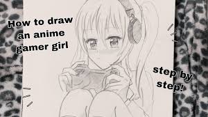 How to draw an anime gamer girl step by step 🎮 - YouTube