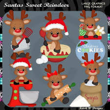 Santas Sweet Reindeer Baking Cookies Christmas Instant Download Commercial Use Digital Clipa Christmas Stencils Christmas Paintings Christmas Crafts Diy