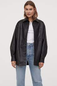 Faux Leather Shirt Jacket Light Beige Ladies H M Us Leather Shirt Shirt Jacket Fashion