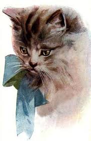 vintage cat hayvan kedi sulu boya