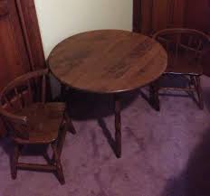 Kids Childrens Vintage Round Table 2 Chair Set Solid Wood Local Pick Up Pa Wooden Table And Chairs Chair Set Chair