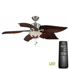 Hampton Bay Antigua Plus 56 In Led Brushed Nickel Ceiling Fan With Light Kit And Remote Control Brushed Nickel Ceiling Fan Ceiling Fan With Light Hampton Bay