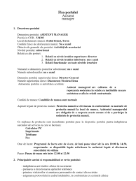 Fisa Post Asistent Manager