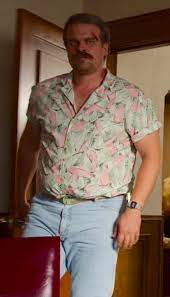 Chest measures 24 across from armpit to armpit length measures 30 from collar to hem. Stranger Things Hopper S Cutting Edge Aloha Shirt Bamf Style