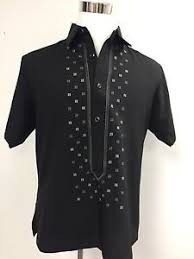 Black And Gold Barong Mens Black Small Barong Tagalog Dress Shirt Burda Nasonyal Philippines Asian Tropical Fashion Fashion Asian Outfits