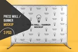 Press Wall Banner Mockup In Indoor Advertising Mockups On Yellow Images Creative Store