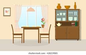 Dining room interior vector illustration. Dining Room Interior Table Chairs Sideboard Stock Vector Royalty Free 428219005