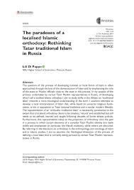 PDF) The paradoxes of a localised Islamic orthodoxy: Rethinking Tatar  traditional Islam in Russia