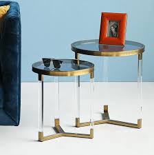 Bold, yet unpretentious, these nesting tables will bring a punch of contrast to any room. Small Round Nest Coffee Table 57cm 50cm High With Gilded Metal Joints Clear Acrylic And Tempered Glass Top Side Table Coffee Tables Aliexpress