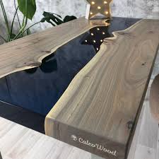 Blue Epoxy River Coffee Table Live Edge Wooden Table With Etsy In 2020 Live Edge Table Coffee Table Solid Wood Coffee Table