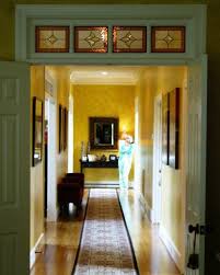 4 Section Interior Transom With Amber Border Features Two Inverted Clear Bevel Tulips Window Stained Stained Glass Window Panel Beveled Glass