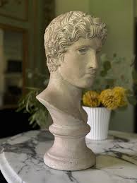 Vintage Neoclassical Greek Male Bust by Austin Productions Titled "Head of  Athlete"