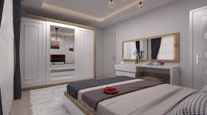 Şifonyer, tv ünitesi, çalışma masası, kapaksız giysi odası. Verso Yatak Odasi Modeli Konya Ozel Tasarim Yatak Odasi