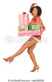 Think beyond the engraved cutting board. Ethnic Mrs Santa With Pile Of Christmas Presents Dark Skinned Middle Aged Woman In Sexy Mrs Santa Claus Outfit Holding Canstock