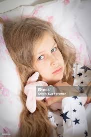 Sick Girl With Soft Toy Stock Photo
