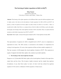 PDF) The forming of cipher equations of AES in GF(28)