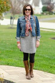 Denim dress with legging | leggings outfit casual, outfits. What I Wore Sweater Dress Denim Jacket How To Wear Leggings How To Wear Denim Jacket Dresses With Leggings