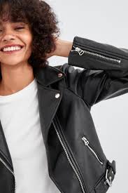 Image 1 Of Leather Look Biker Jacket From Zara