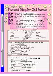 Appropriately enough, verbs in the simple present tense refer to an action that is happening right now. Simple Present Tense 3rd Person Esl Worksheet By Salaskas1