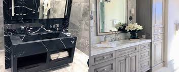 This show stopping piece, designed by jennifer mehditash, features a double vanity, marble countertop (trend alert!), brass fixtures and a gorgeous hue of navy blue. Top 70 Best Bathroom Vanity Ideas Unique Vanities And Countertops