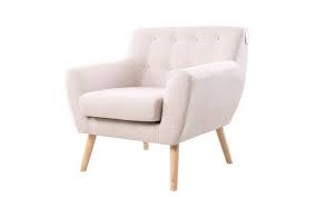 Scandinavian Modern Armchair Fabric Tub Chair Cream Single Seat Sofa Furniture Living Room Lounge