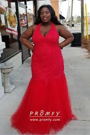 Red Lace Tulle Halter Trumpet Plus Size Prom Dress Plus Size Red Dress Plus Size Prom Dresses Plus Size Prom