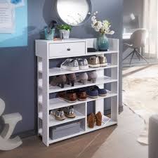 L x b x h: Finebuy Design Schuhregal 75 X 92 5 X 24 Cm Flurregal Weiss Hohes Standregal Mit