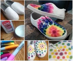 I used blue, purple, and green. Show Stopping Sharpie Tie Dye Shoes Free Tutorial