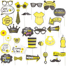 30 Pack Bumblebee Photo Booth Props Kit Preassembled Honey Bee Theme Selfie Props For Baby Shower Birthday Party Supplies And Decorations Walmart Com