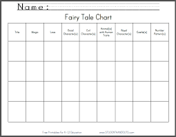 fairy tale chart worksheet student handouts