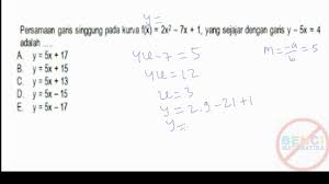 Leibniz mendefinisikan bahwa suatu garis singgung sebagai garis yang melalui sepasang titik tak hingga. Persamaan Garis Singgung Kurva Soal Simulasi Unbk Matematika 12ipa Unbk 2018 Youtube