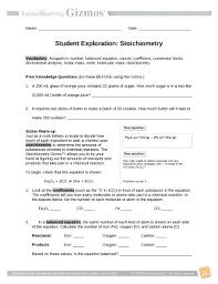 Explorelearning observe a chemical reaction with and without a catalyst. Student Exploration Stoichiometry Answer Key Doc Template Pdffiller