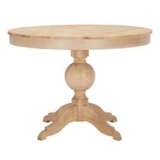 The right dining table can transform any outdoor space into a more inviting area, but how do you choose the right outdoor dining table? Stylewell Unfinished Wood Round Pedestal Table For 4 42 In L X 29 75 In H T 01 The Home Depot
