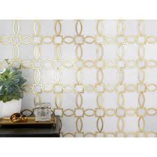 Phoenix Royal White Brass Waterjet Marble Mosaic Waterjet Marble Marble Mosaic White Brass